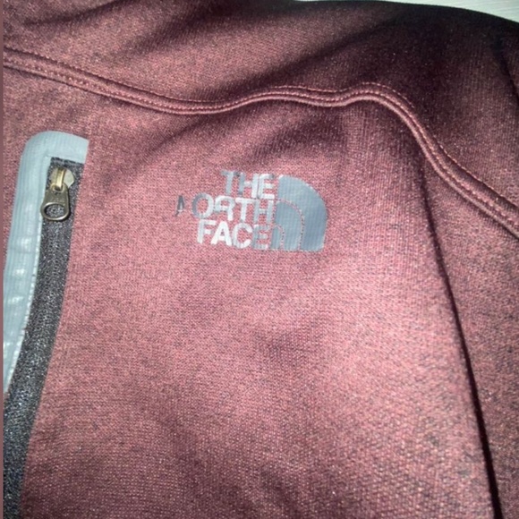 The North Face Men's Large 1/4 Zip Performance Fleece Lined Pullover Burgundy - Picture 3 of 3